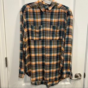 Pilcro S Oversize Plaid Shirt Blouse Anthropologie  Pocket Woven Multicolor